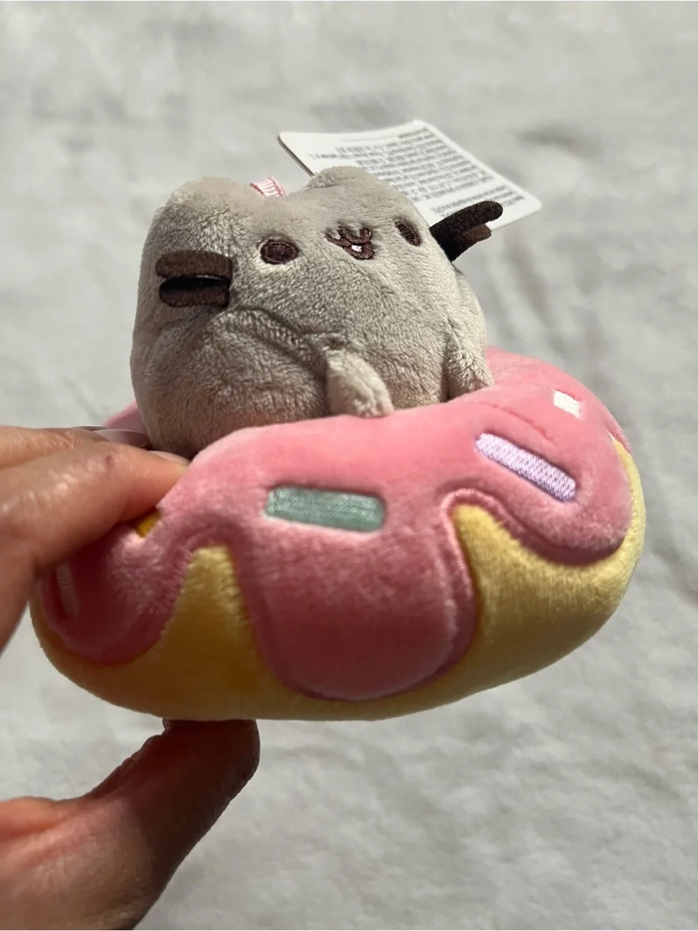 Pusheen Plush in donut cute keychain/ charm pink donut